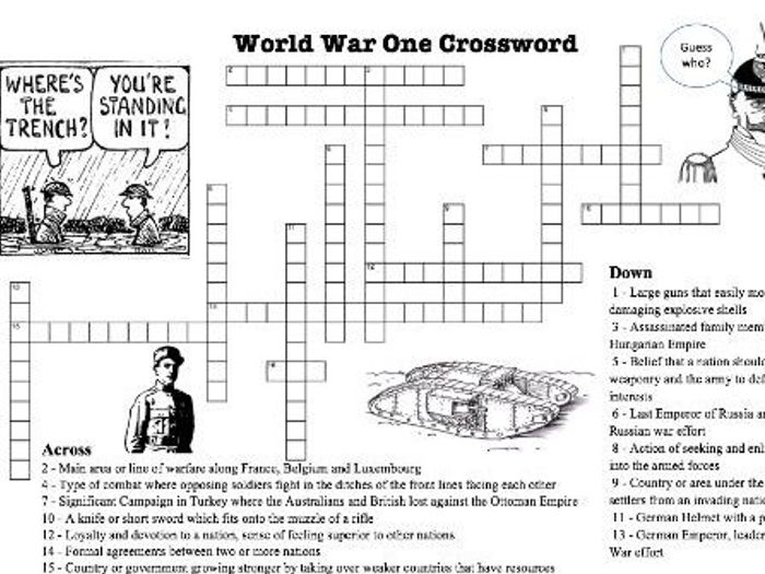 World war one crossword puzzle answer key