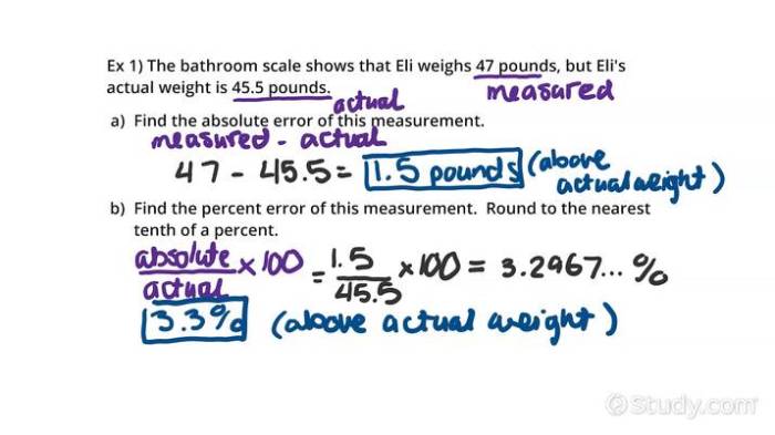 Percent of error worksheet with answers