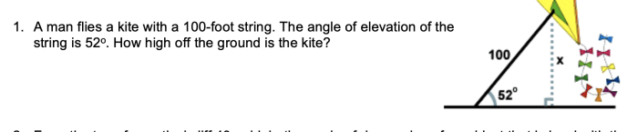 A kite 100 feet above the ground