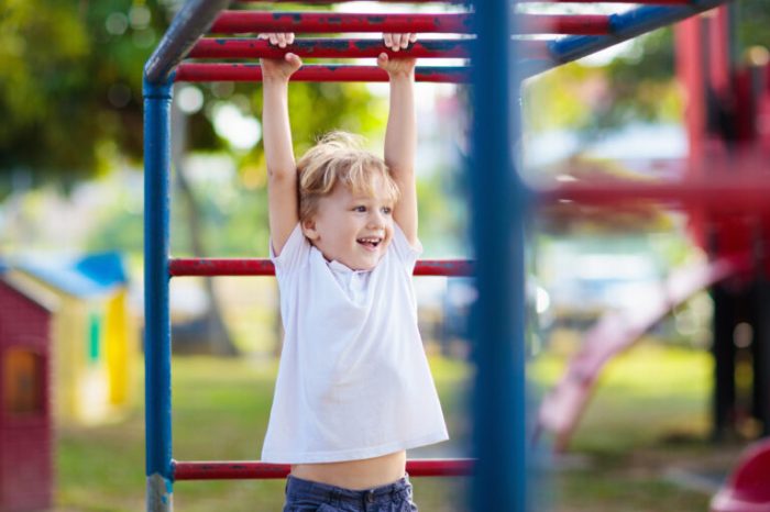 The gross-motor skills of a two-year-old include ____.